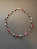 Pink and grey pearl twisted strand necklace