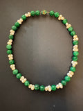 White pearl and jade green necklace