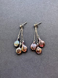 Peacock-hued baroque pearl earrings on a sterling silver post