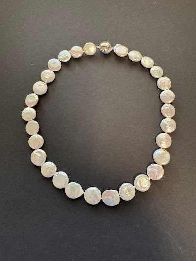 White coin pearl necklace