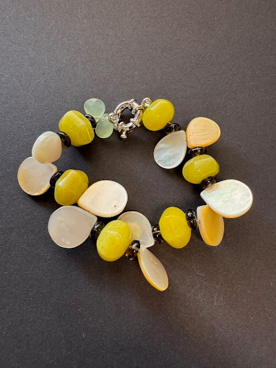 Shell and semi-precious stone bracelet