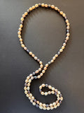 Long white, peacock and pastel pearl necklace