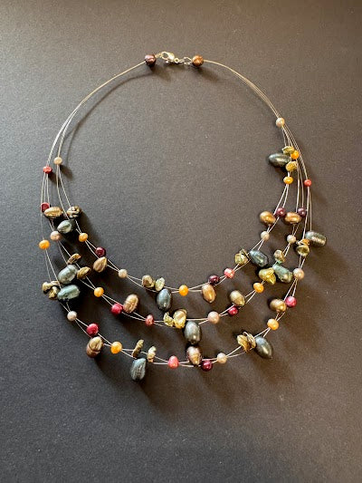Multi-stranded pearl necklace