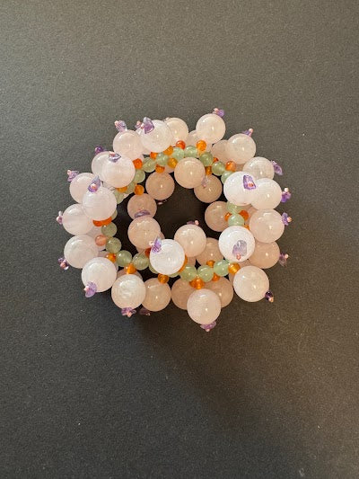 Polished rose quartz stretch bracelet