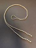 Lariat white pearl necklace