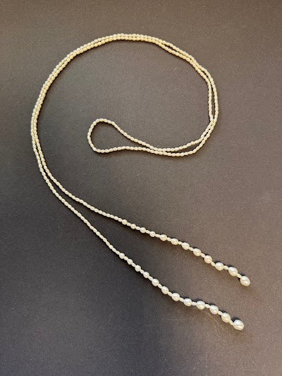 Lariat white pearl necklace