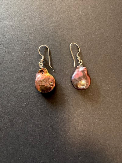 Bronze-hued freeform pearl earrings