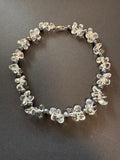 Black pearl and clear quartz necklace