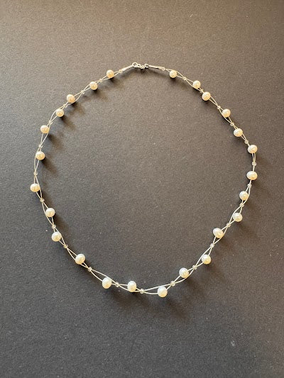 White pearl twisted strand necklace