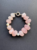 Faceted rose quartz and pearl bracelet
