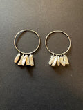 White stick pearl hoop earrings