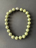 Olive green-hued (17-18mm) shell pearl necklace