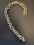 Lariat pearl and pink teardrop necklace
