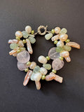 White pearl and pastel gemstone bracelet