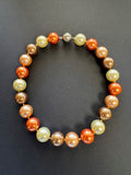 Orange and bronze (17-18mm) shell pearl necklace