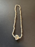 Medium silver heart and white pearl necklace