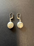 White single coin pearl earrings