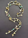 Lariat white pearl, semi-precious stone and shell necklace