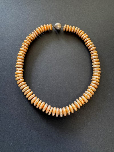 Golden 'stacked' coin pearl necklace