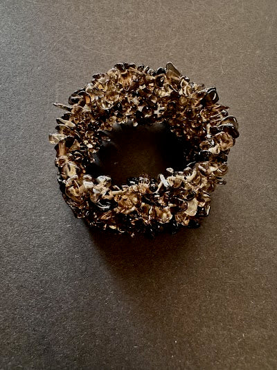 Brown-hued quartz stretch cuff bracelet