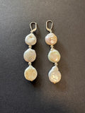 White multi coin pearl earrings