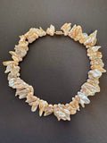 Golden-cream-hued freeform pearl necklace