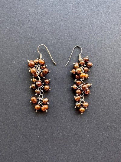 Bronze-hued pearl earrings