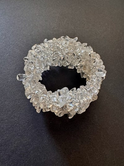 Clear quartz stretch cuff bracelet