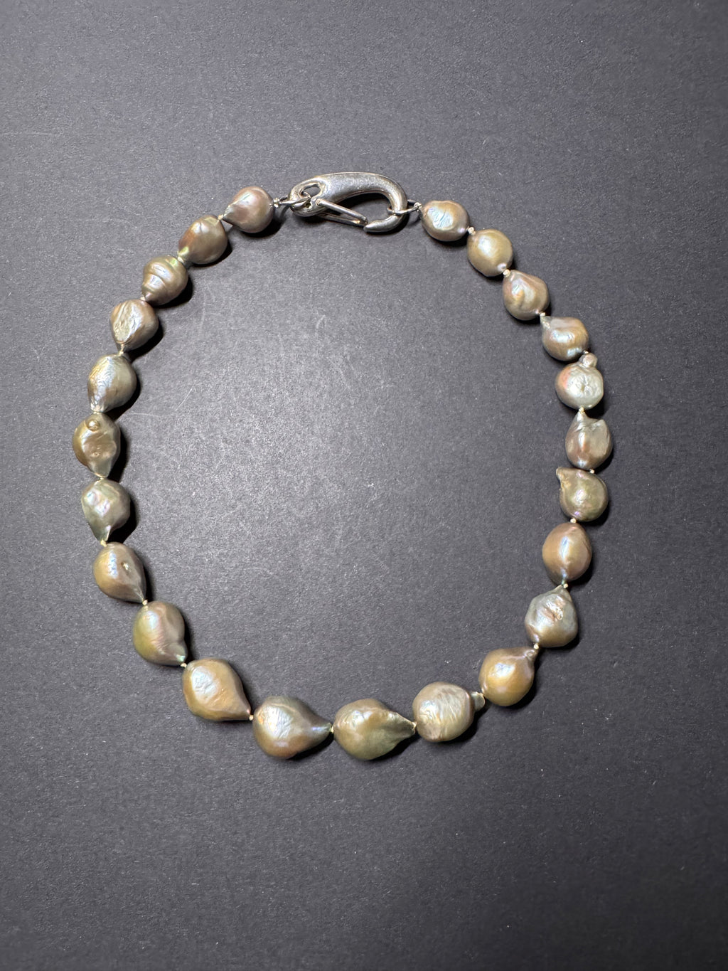 Silvery grey-hued baroque pearl necklace